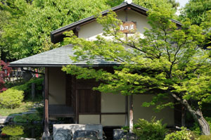 池のほとりには茶室汲江軒