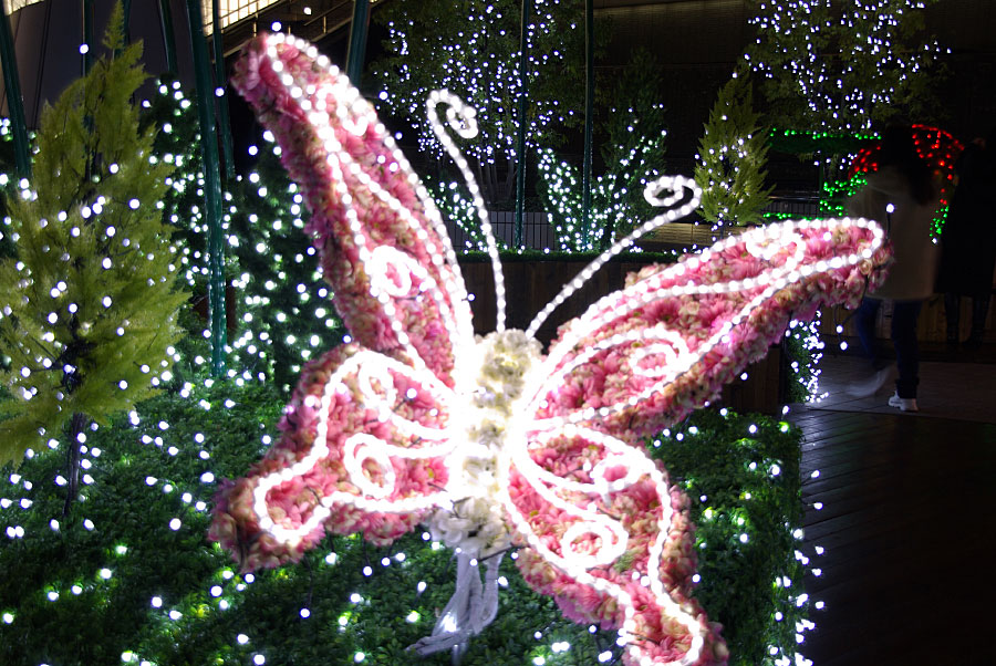 蝶の形をした光るオブジェ